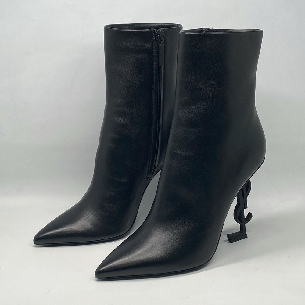 Saint Laurent Opyum Logo Leather Booties size 39.5 - Picture 5 of 16